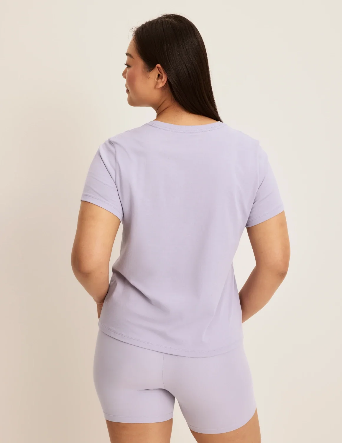 Back view of model wearing the Modal Ultra Soft Shorts highlighting the coverage and fit – Lavender – view 8 of 20