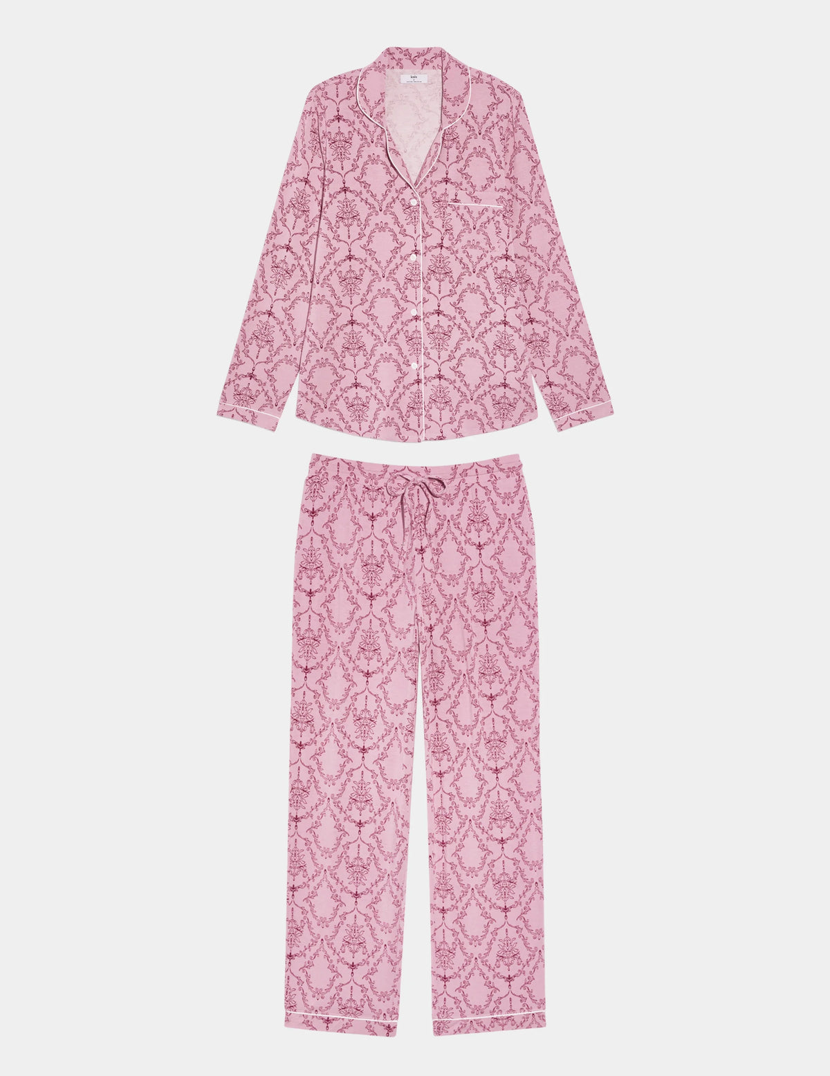 Modal Long Sleeve Sleep Set – Damask Print – view 2 of 35