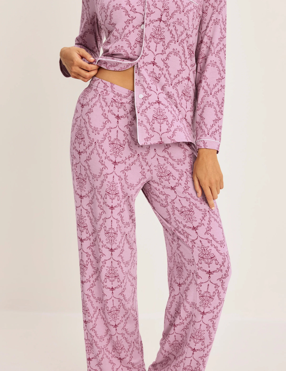 Modal Long Sleeve Sleep Set – Damask Print – view 5 of 35