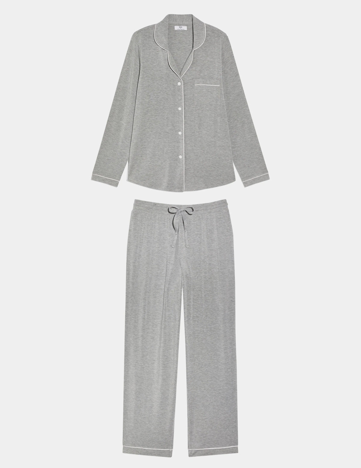 Modal Long Sleeve Sleep Set – Heather Grey/White – view 7 of 35