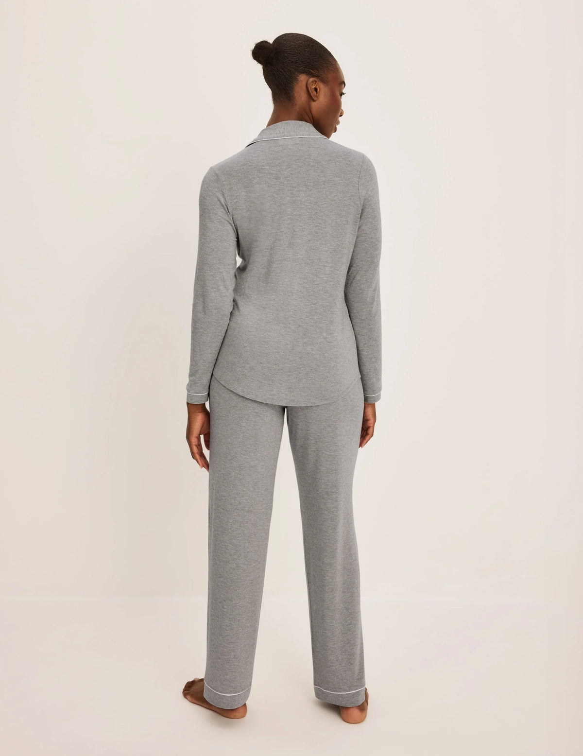 Modal Long Sleeve Sleep Set – Heather Grey/White – view 8 of 35