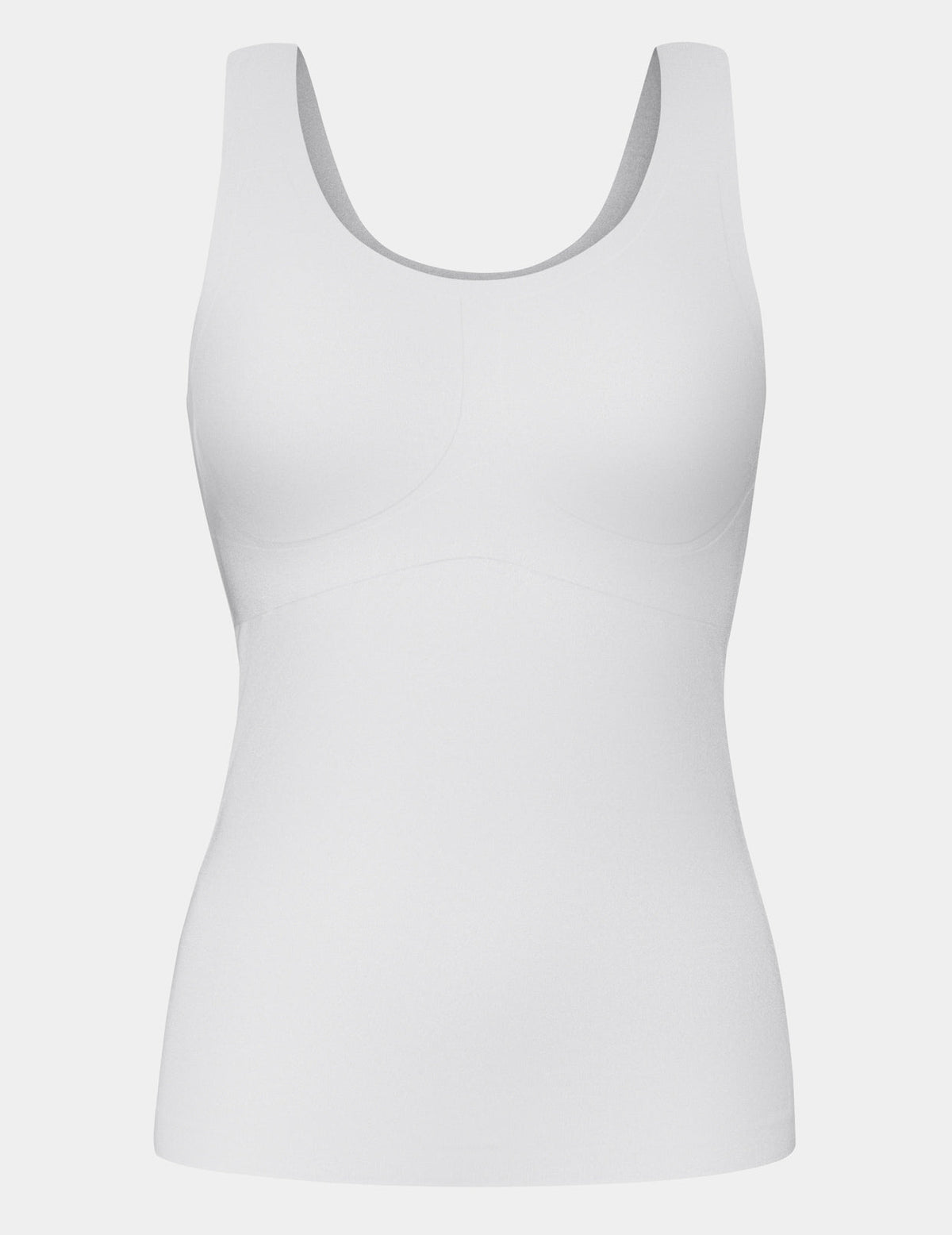 LuxeLift Scoop Neck Tank shown front-facing against a light gray background – White – view 8 of 20