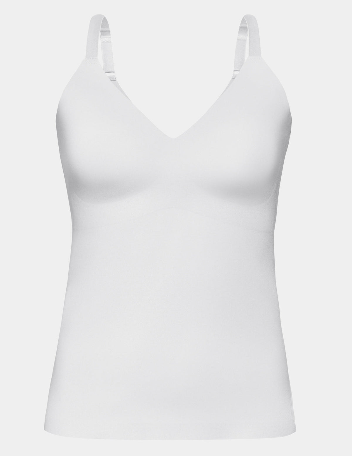 LuxeLift V-Neck Tank shown front-facing against a light gray background – White – view 8 of 20