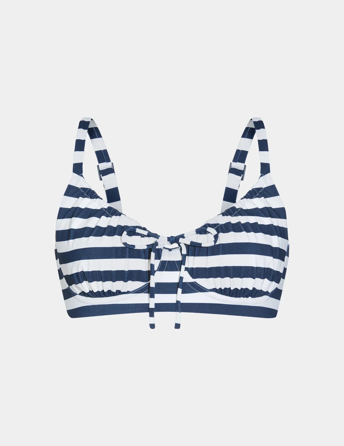 Sculpt Front Tie Bikini Top shown front-facing against a light gray background – Nautical Stripe – view 12 of 14