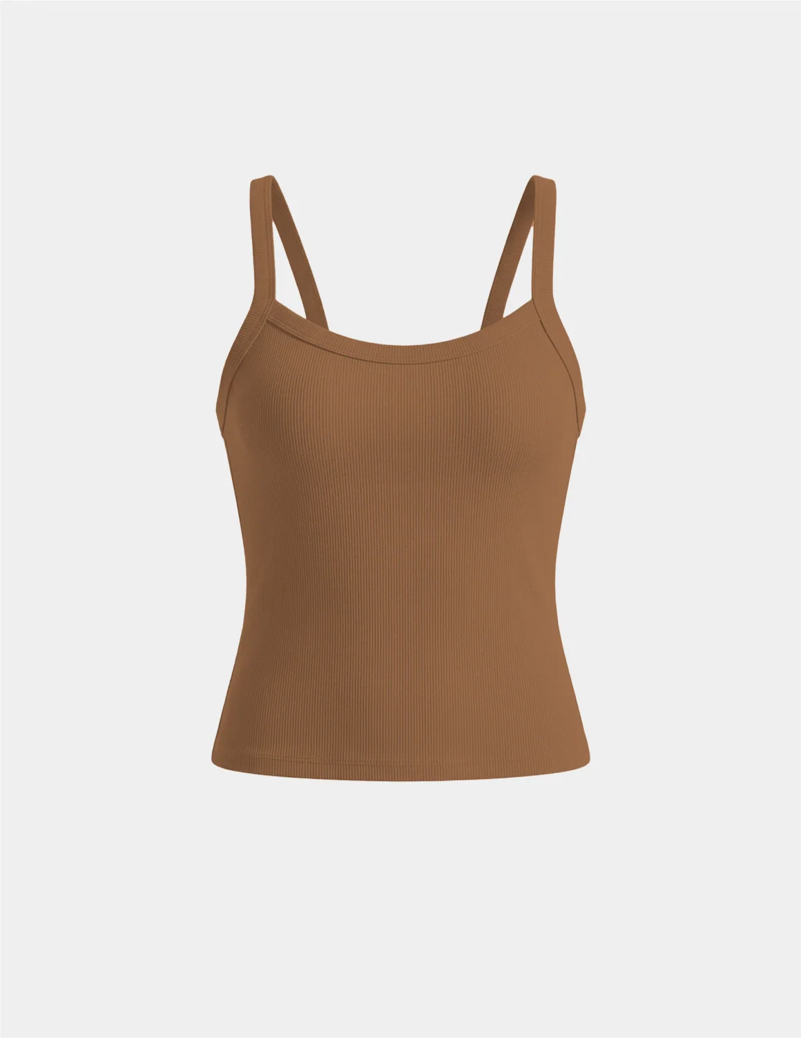 SculptRib™ Cotton Cami shown front-facing against a light gray background – Bark – view 2 of 22