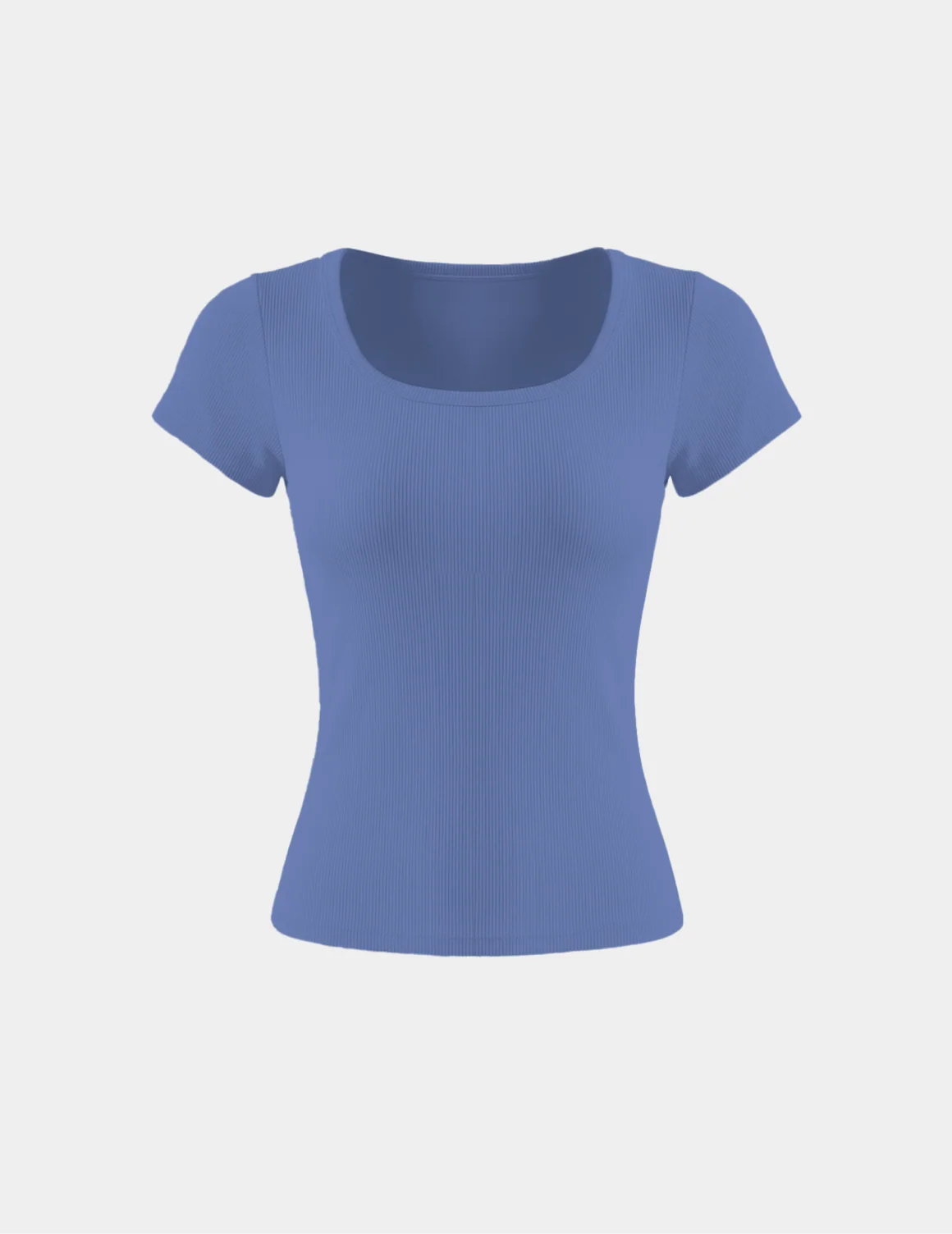 SculptRib™ Cotton Scoop Neck T-Shirt shown front-facing against a light gray background – Periwinkle – view 10 of 21