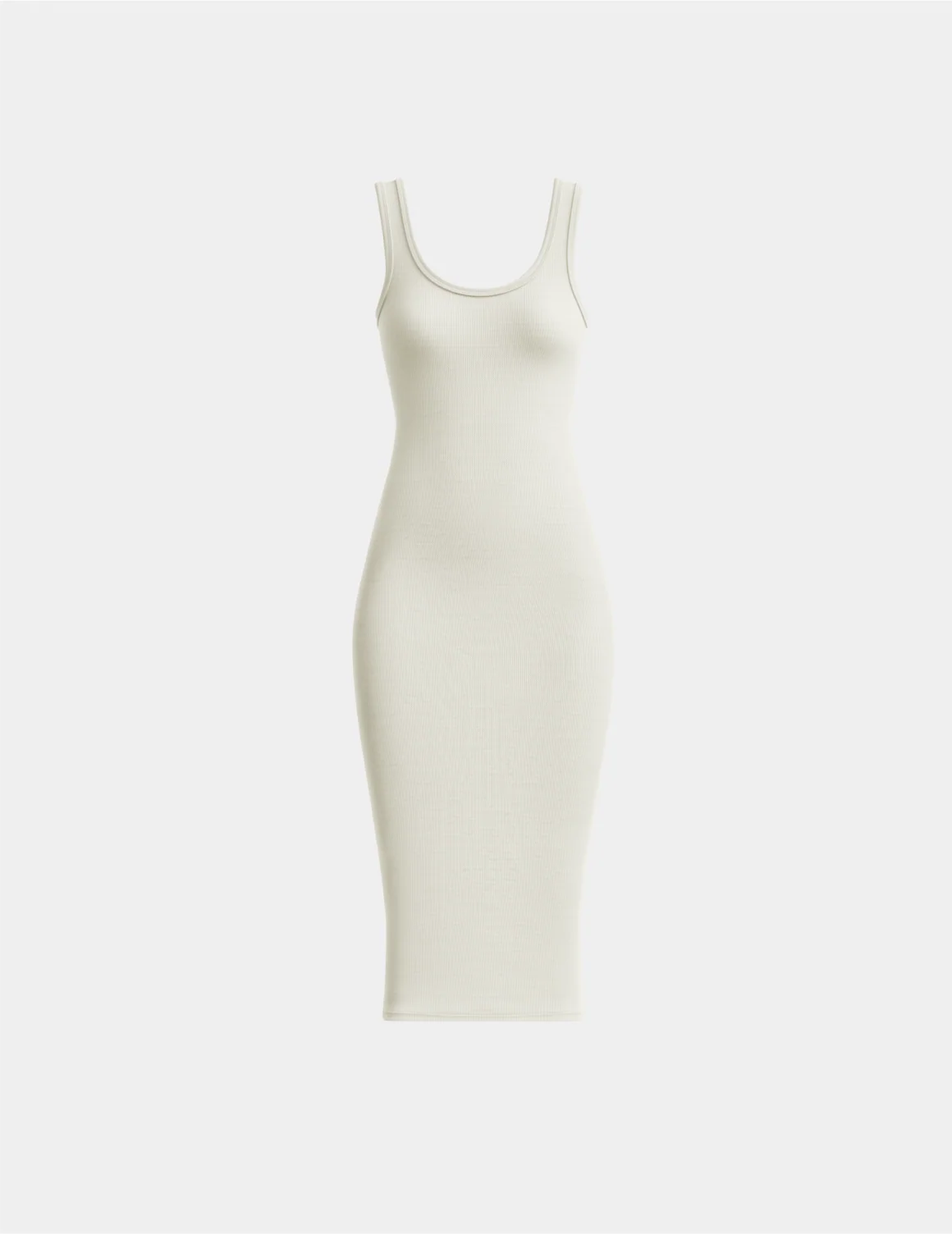 SculptRib™ Cotton Tank Dress shown front-facing against a light gray background – Ivory – view 7 of 19