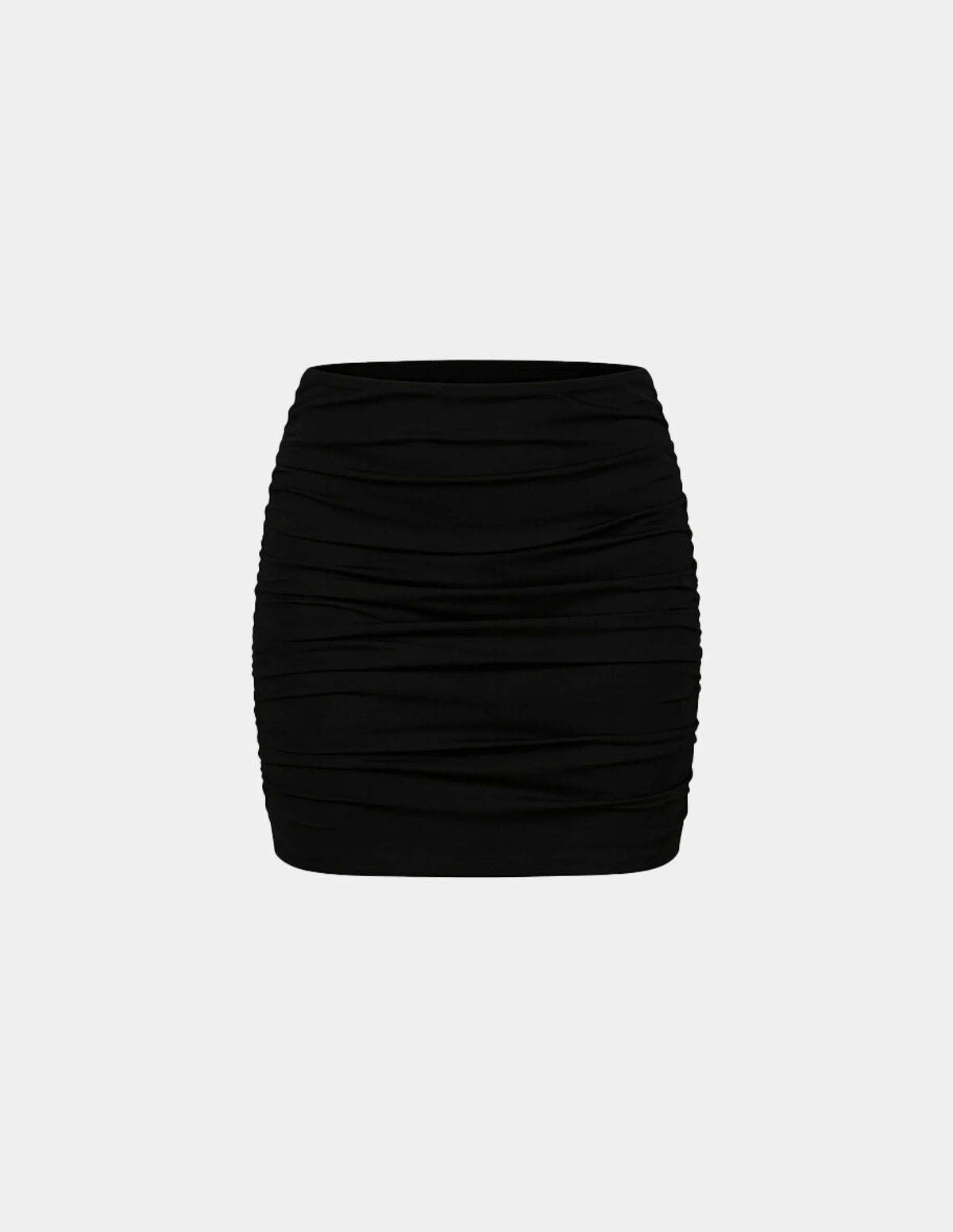 Sculpt Ruched Swim Skirt shown front-facing against a light gray background – Black – view 2 of 9