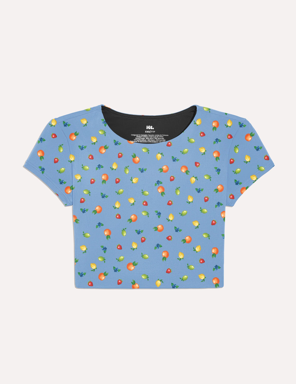 Teen High Tide Cropped Swim Top shown front-facing against a light gray background – Fresh Fruit – view 1 of 11
