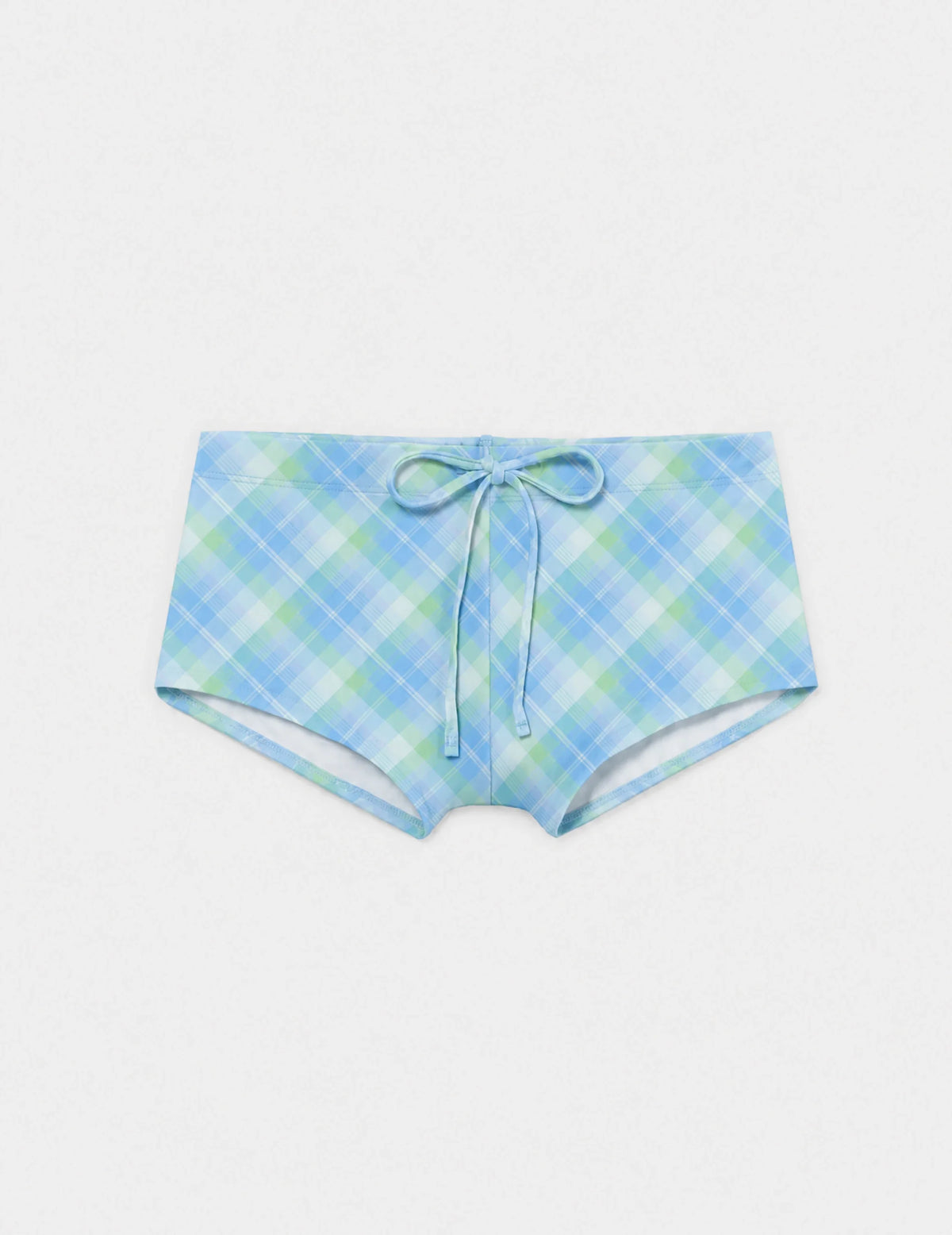 Teen Period Swim Full Coverage Hipster shown front-facing against a light gray background – Seaside Plaid – view 11 of 12