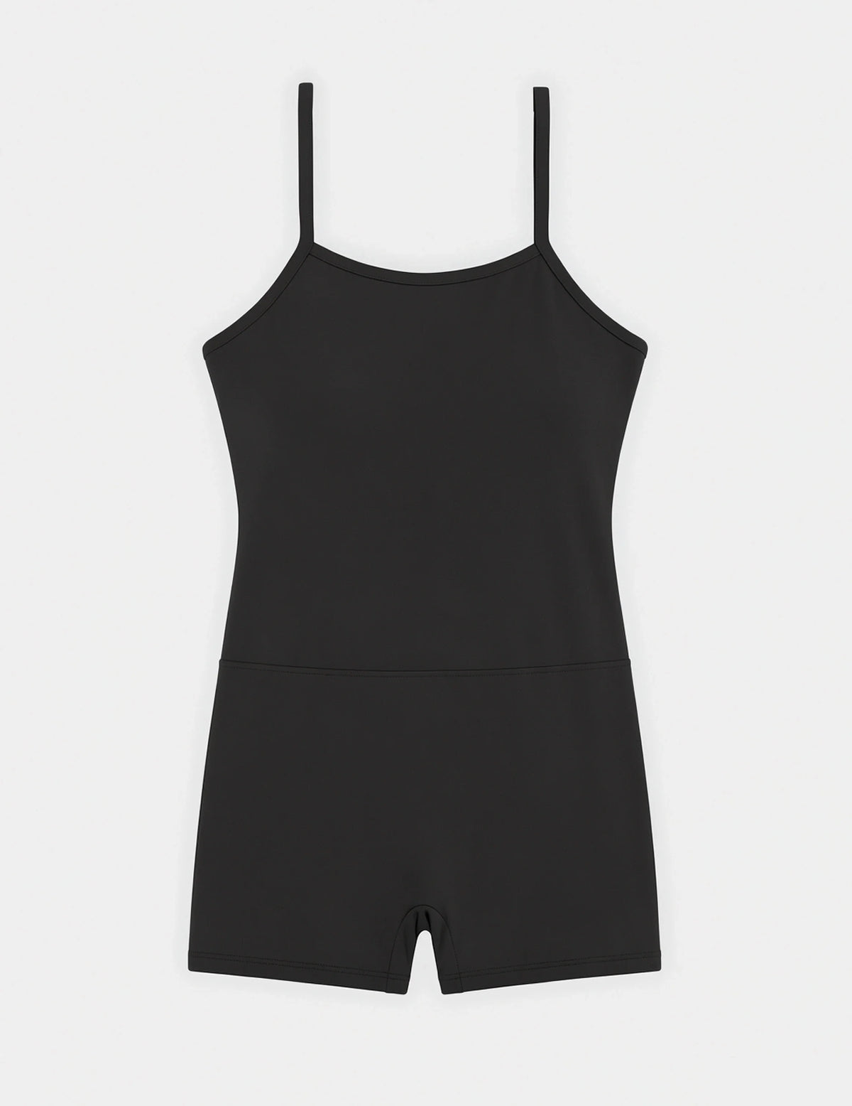 Teen Period Swim Full Coverage Romper shown front-facing against a light gray background – Black – view 2 of 6