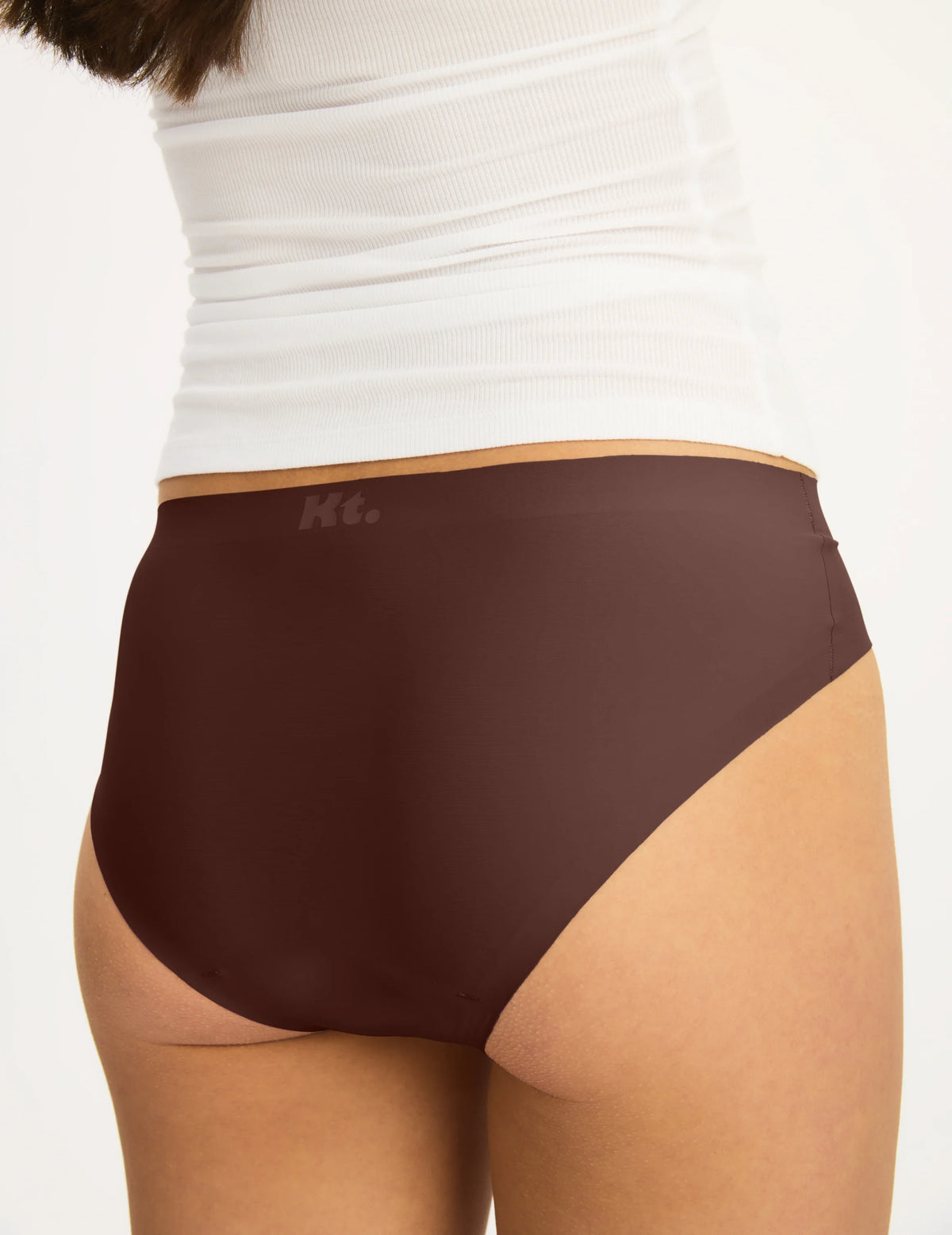 Back view of model wearing the Teen StageProof™ Leakproof UltraThin Underwear highlighting the coverage and smooth fit – Deep Taupe – view 11 of 13