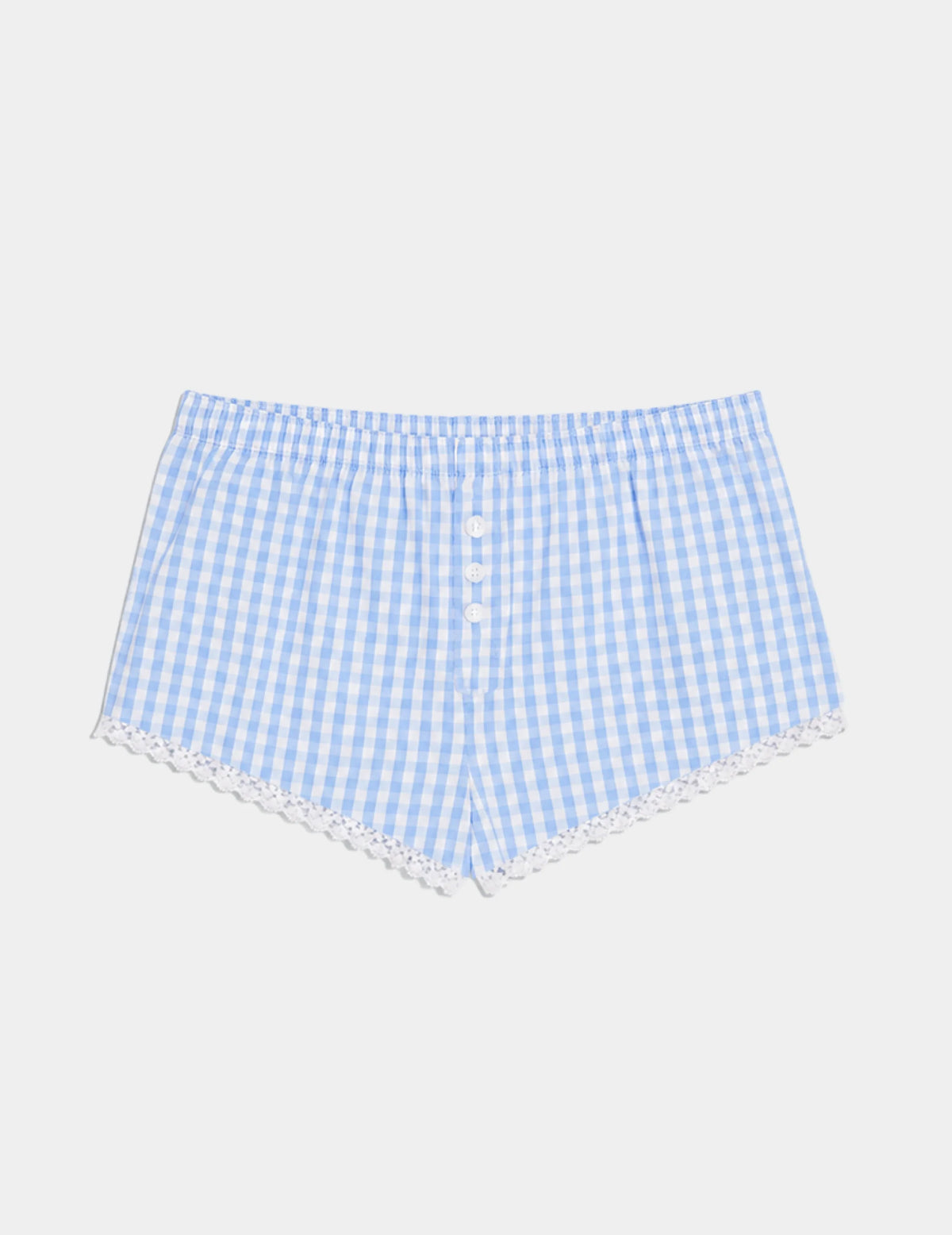 Teen Super Leakproof® Mini Sleepover Boxer shown front-facing against a light gray background – Baby Blue Gingham – view 2 of 14