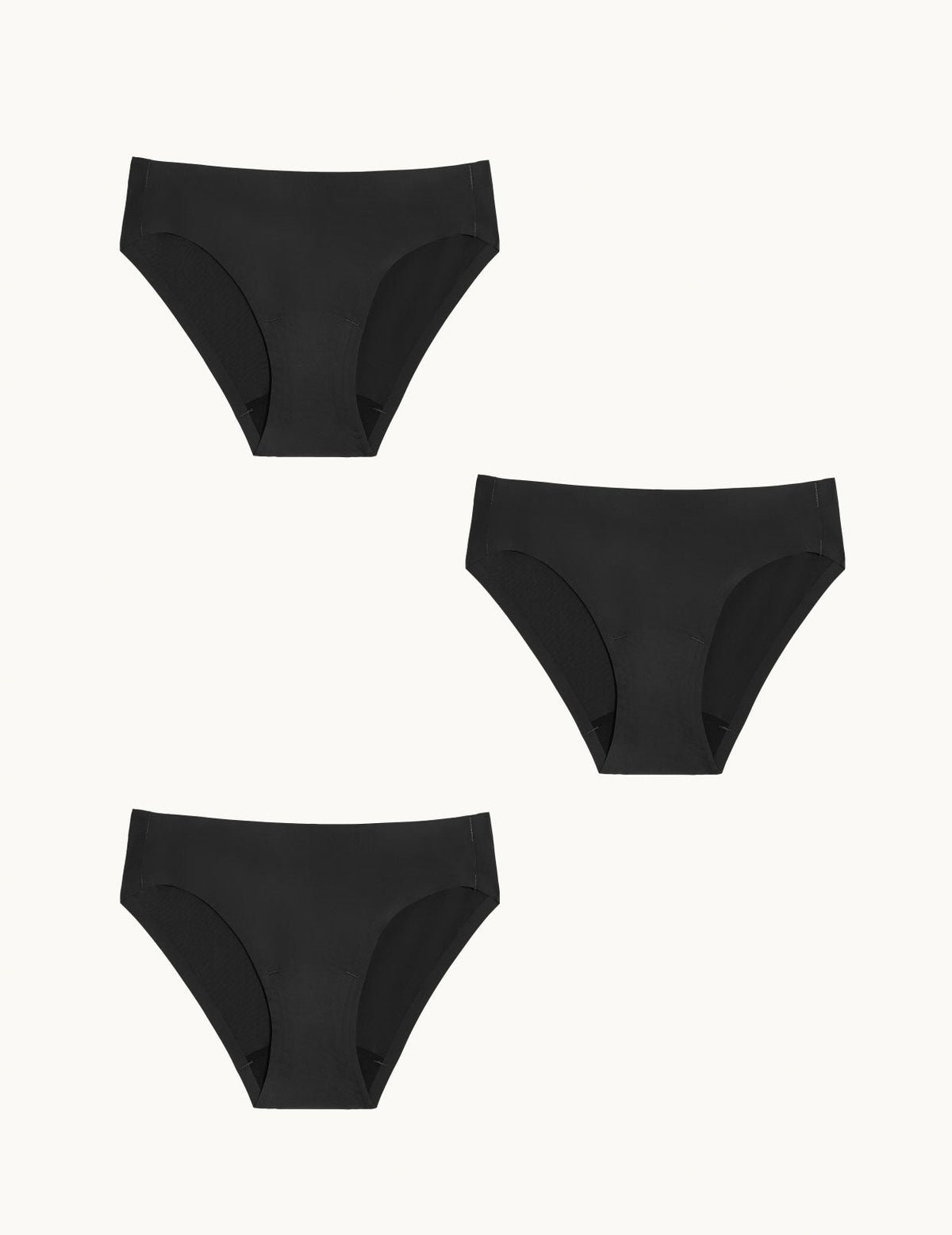 Teen Light Leakproof No-Show Bikini 3-pack shown front-facing against a light gray background – Black – view 1 of 28