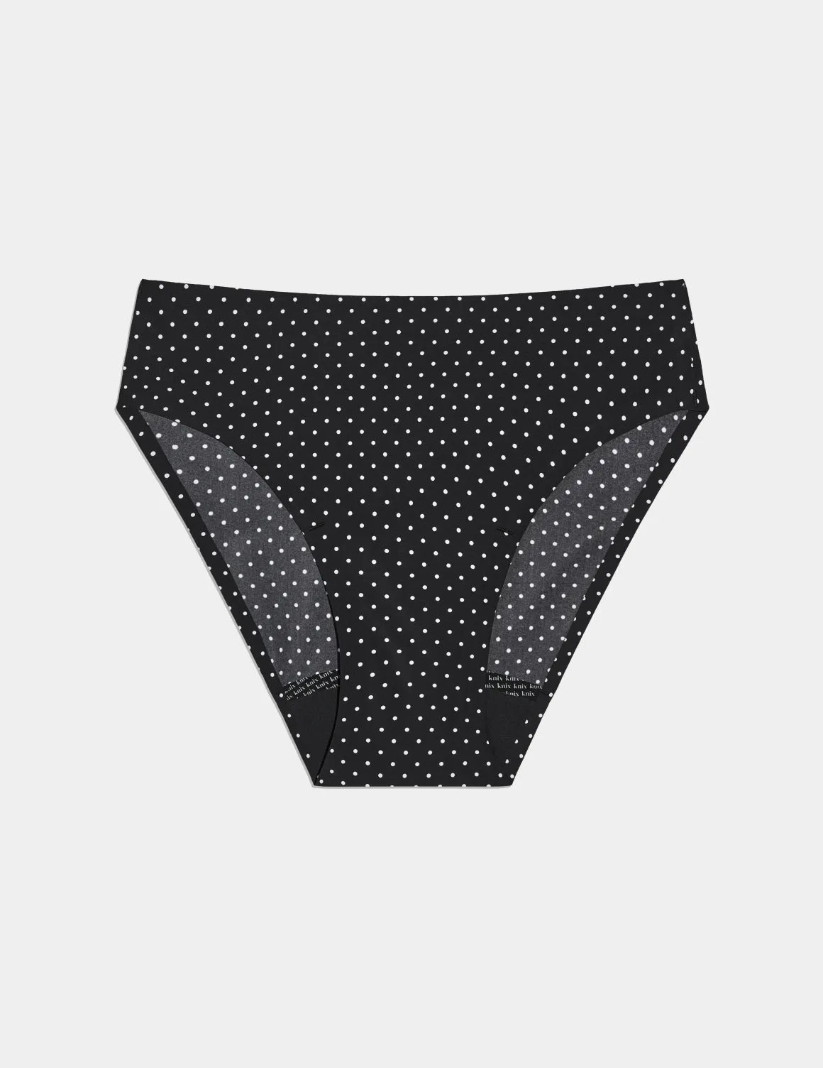Leakproof UltraThin No-Show French Cut shown front-facing against a light gray background – Black with White Polka Dot – view 5 of 36