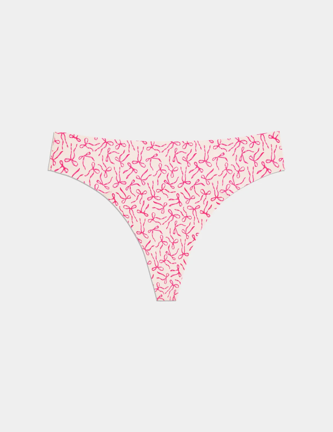 Teen Leakproof UltraThin No-Show Thong shown front-facing against a light gray background – Pink Bows – view 12 of 34