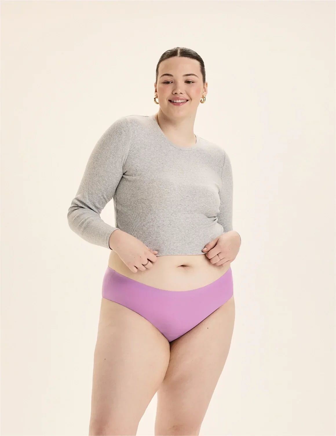 Front view of model wearing the Teen Light Leakproof No-Show Bikini highlighting the coverage and smooth fit – Cosmo – view 4 of 67