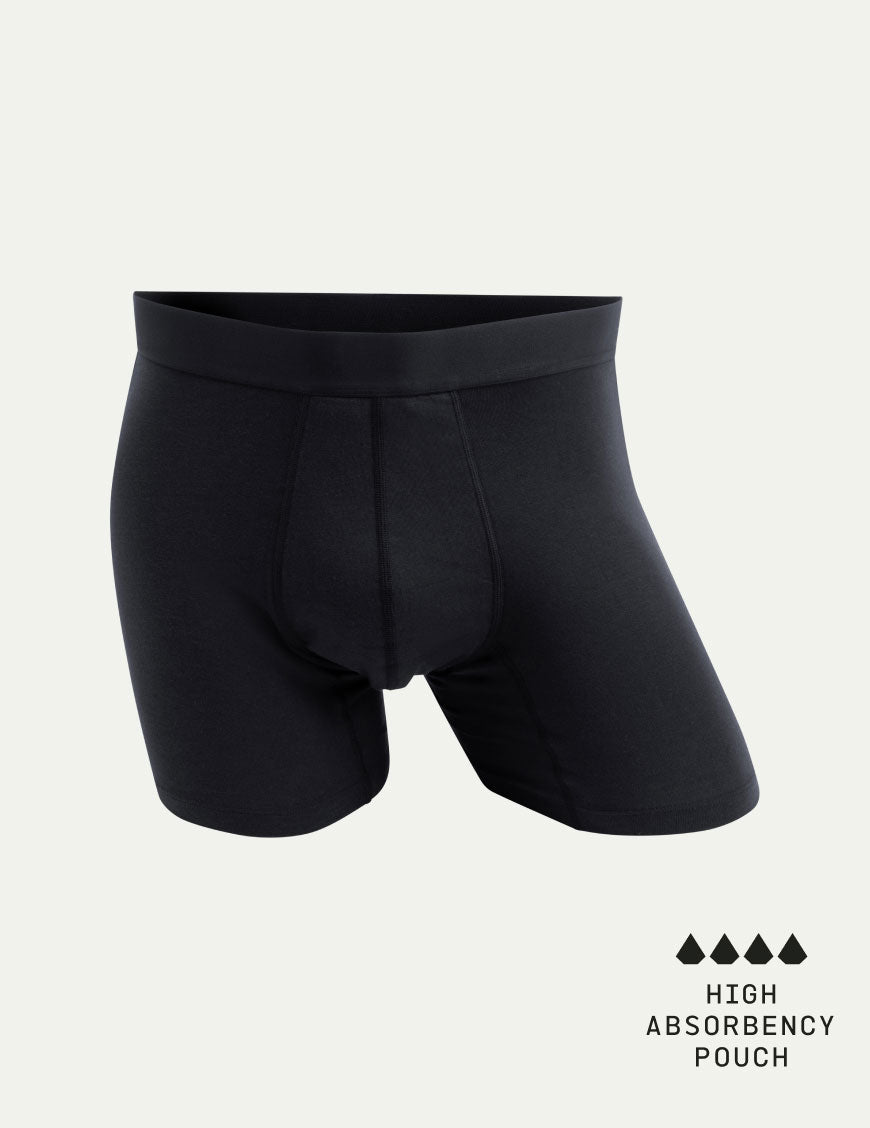Men's EverDry Cotton Boxer Brief 5" shown front-facing against a light gray background – Black – view 1 of 15
