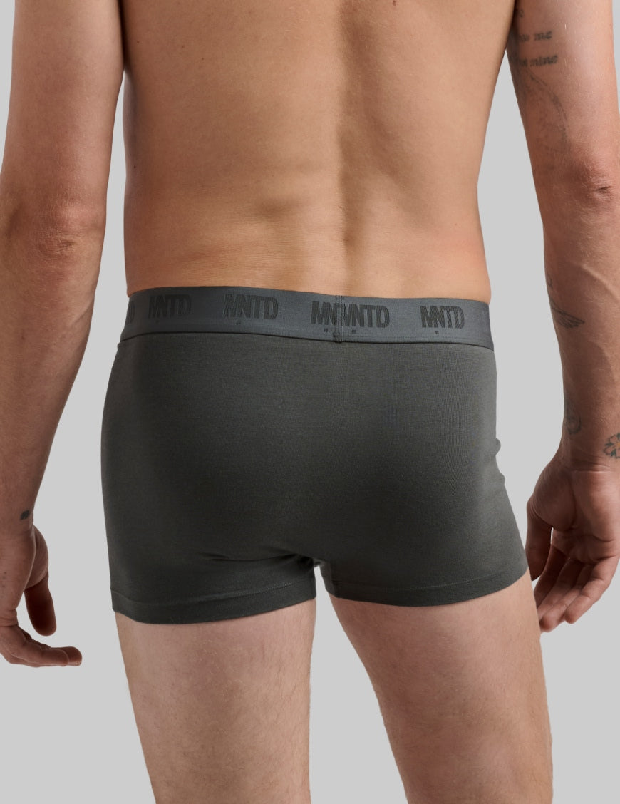 Back view of model wearing the Men's Best Damn™ Cotton Modal Trunk 3" highlighting the coverage and fit – Pewter – view 11 of 16