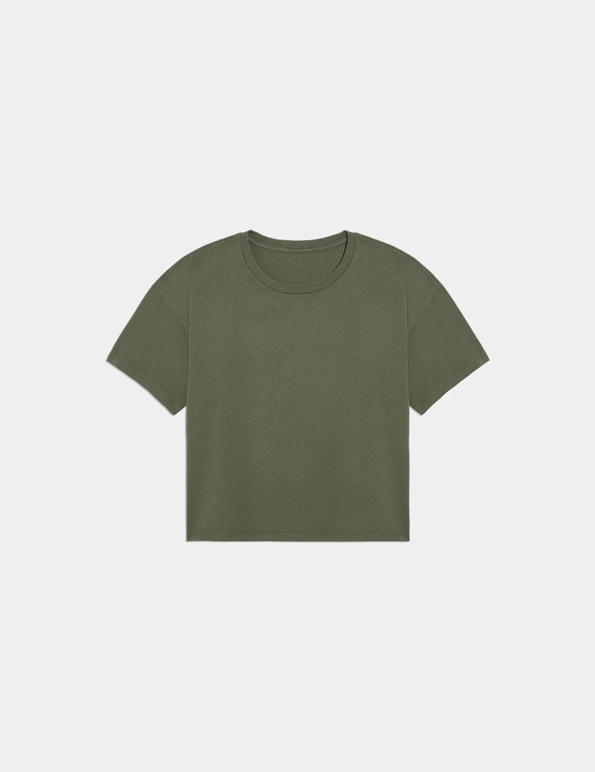 Mineral-Dyed Cotton T-Shirt shown front-facing against a light gray background – Washed Olive – view 11 of 18