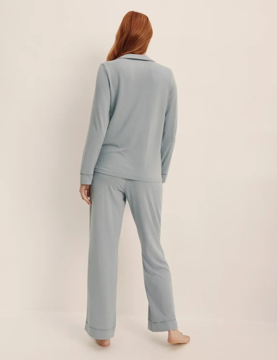 Back view of model wearing The Quintessential Sleep Set highlighting the coverage and fit – Glacier – view 8 of 44