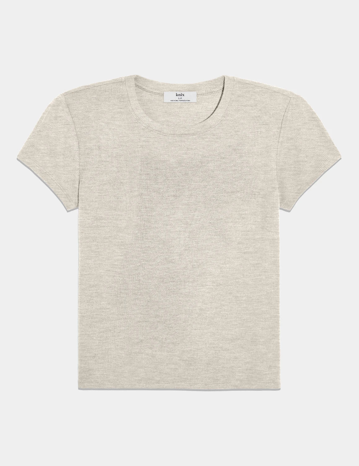 Modal Rib T-Shirt shown front-facing against a light gray background – Oatmeal Heather – view 12 of 48