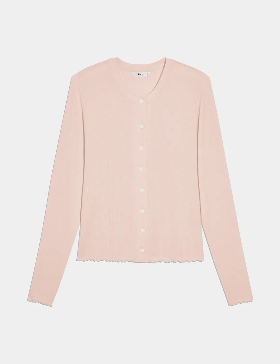 Pointelle Cardigan shown front-facing against a light gray background – Hush – view 12 of 19