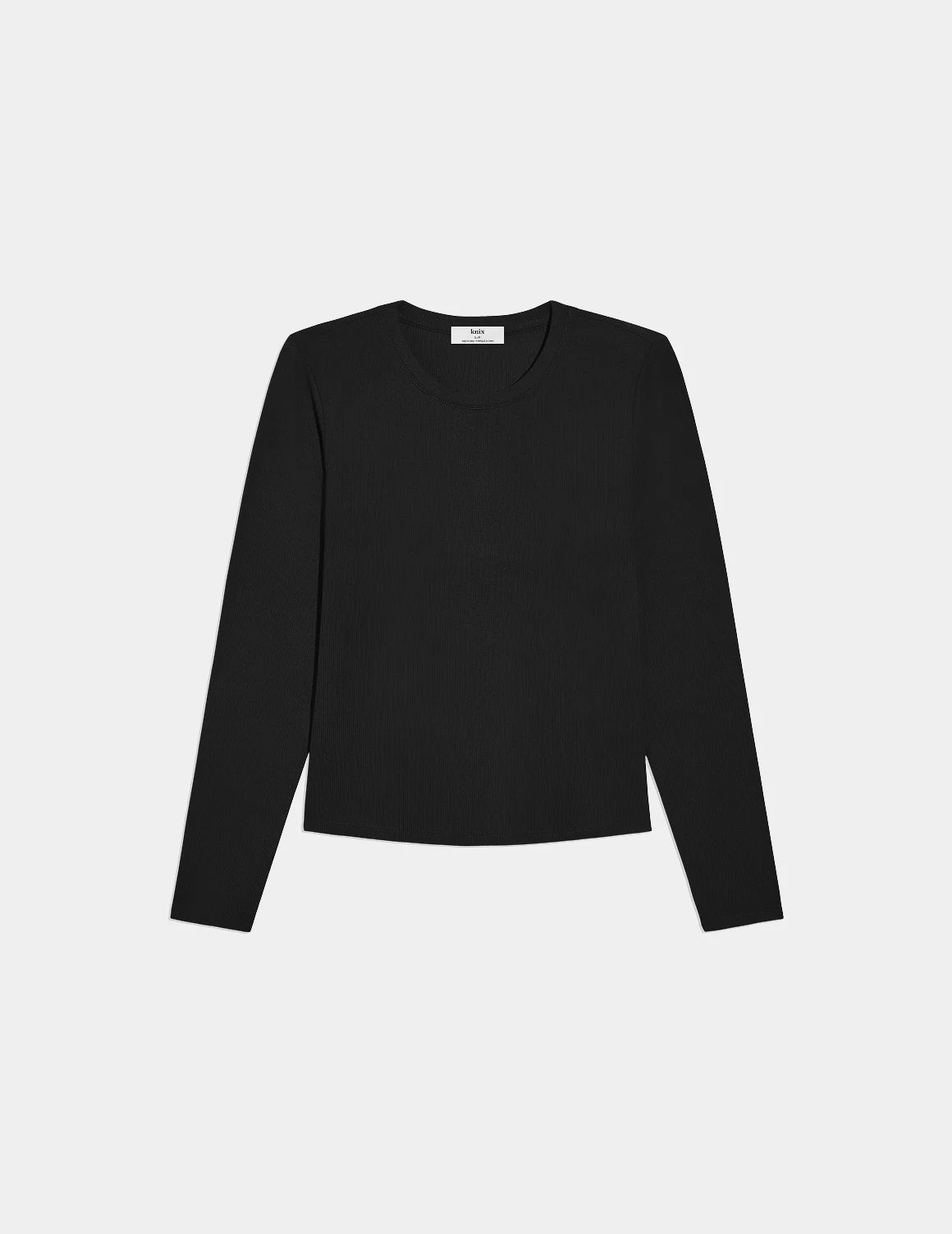Modal Rib Long Sleeve shown front-facing against a light gray background – Black – view 2 of 21