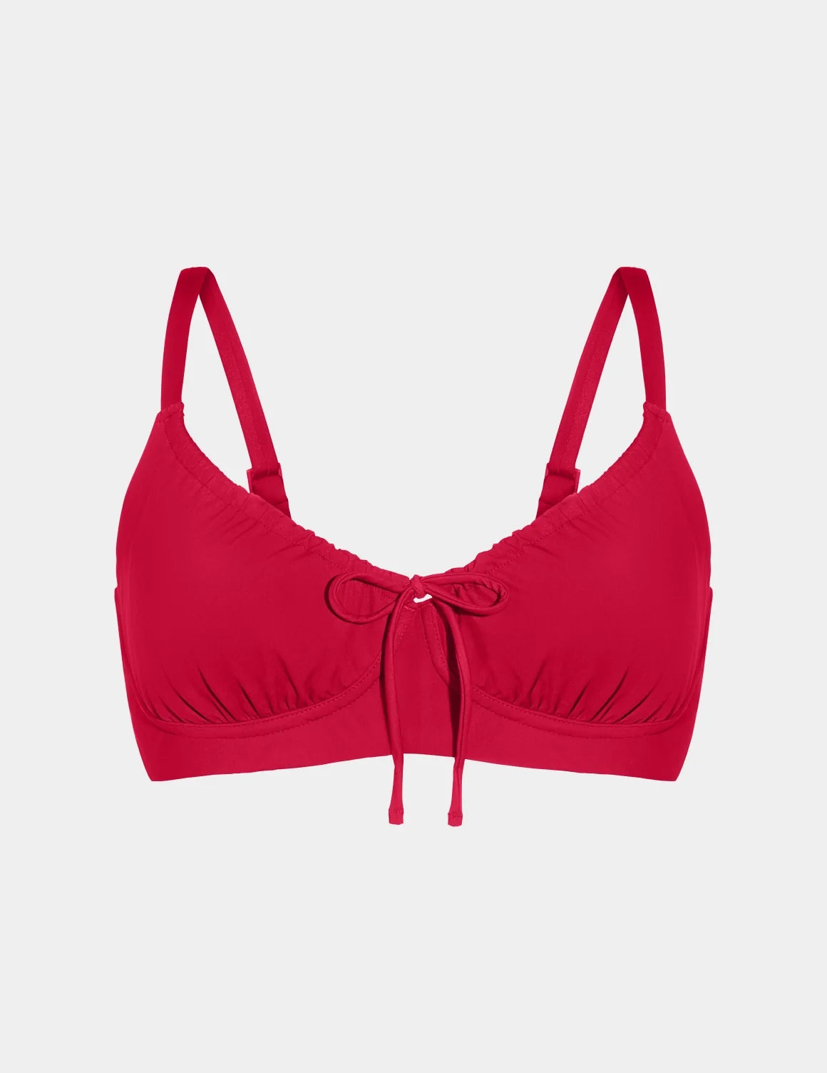 Sculpt Front Tie Bikini Top shown front-facing against a light gray background – Cherry – view 7 of 14