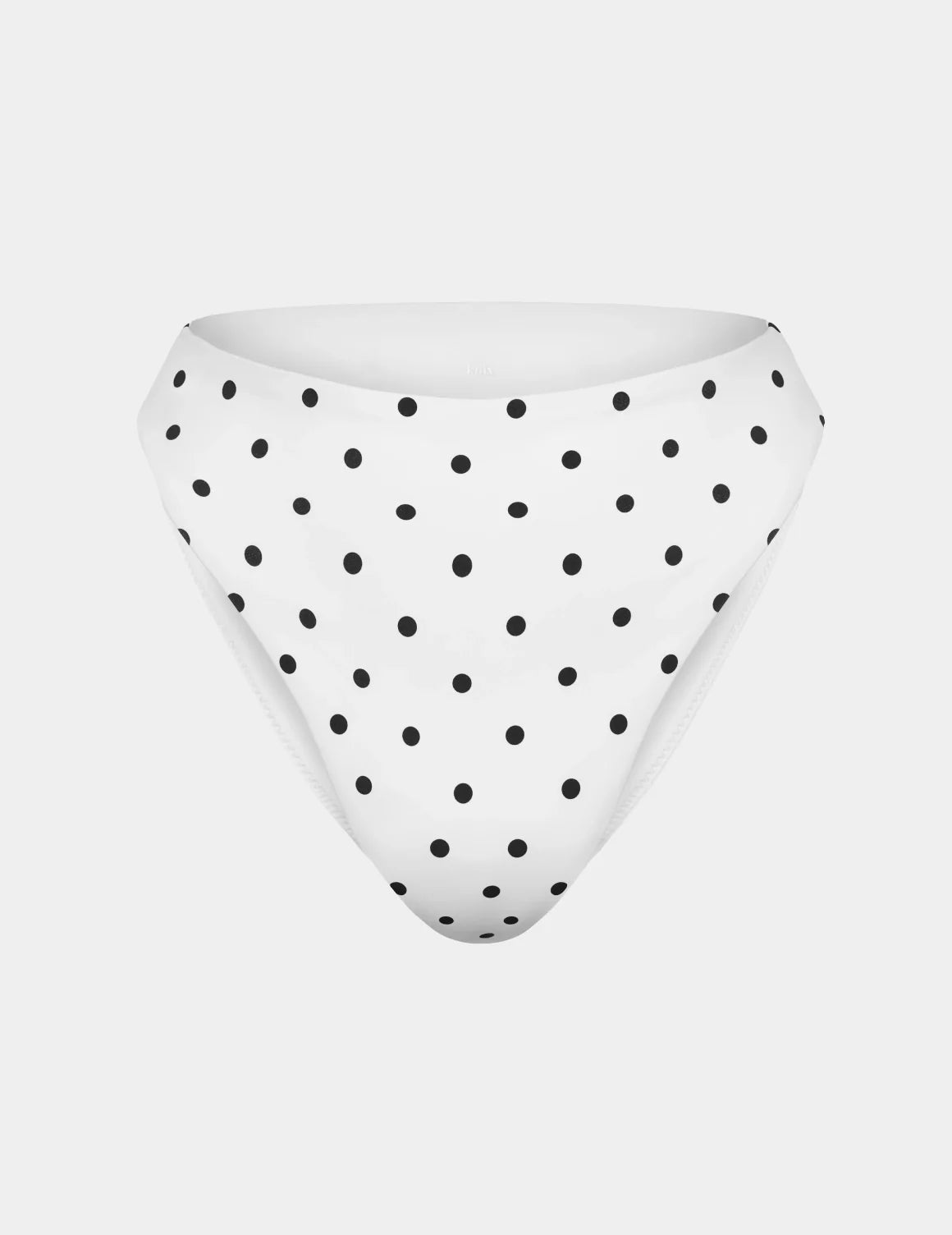 Sculpt High Cut Bikini Swim Bottom shown front-facing against a light gray background – White with Black Polka Dot – view 11 of 40