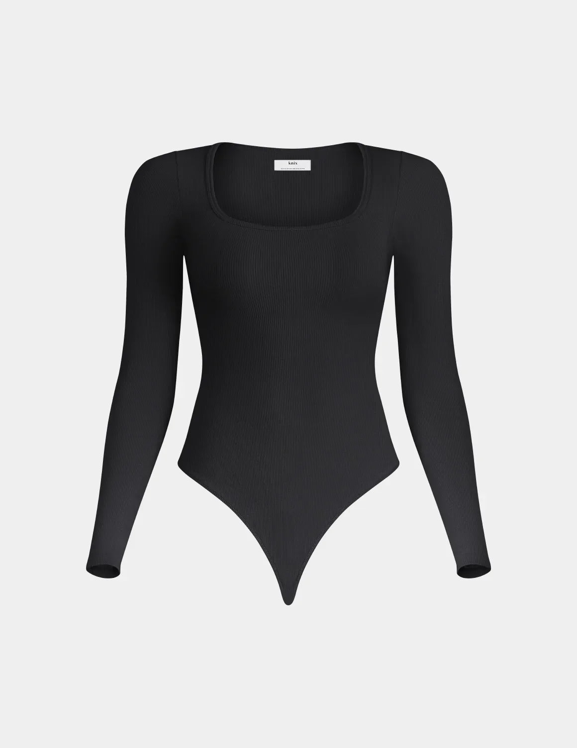 SculptRib™ Cotton Bodysuit shown front-facing against a light gray background – Black – view 3 of 13
