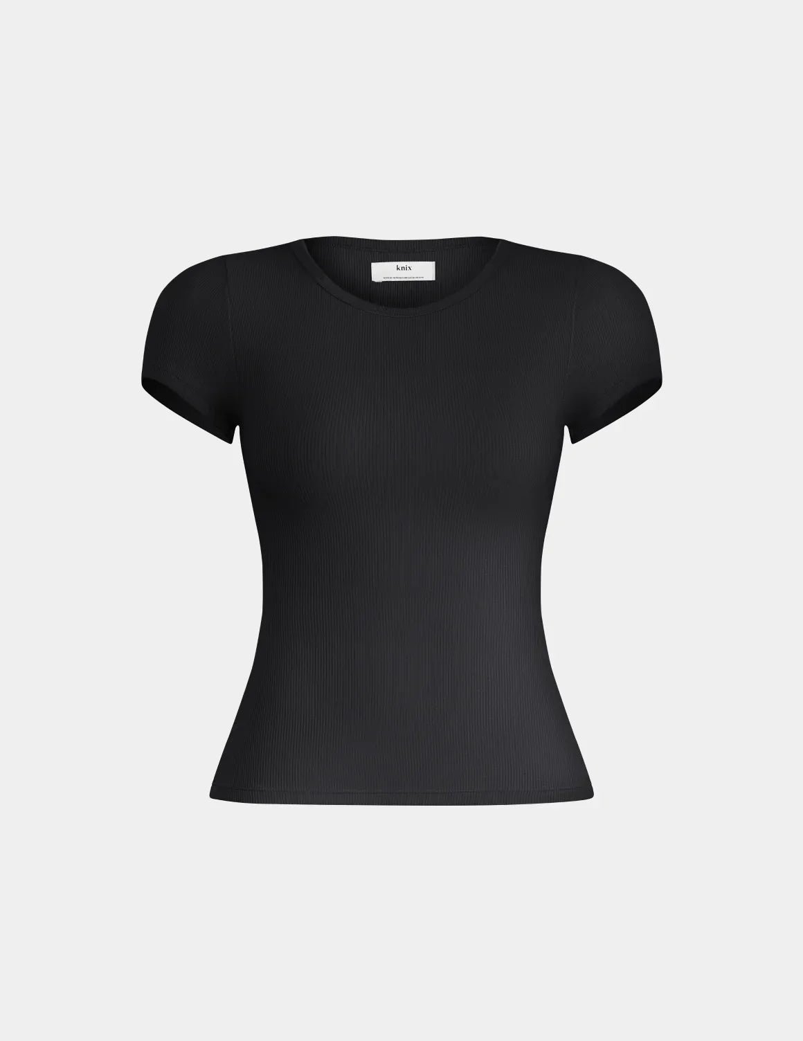 SculptRib™ Cotton T-Shirt shown front-facing against a light gray background – Black – view 6 of 19
