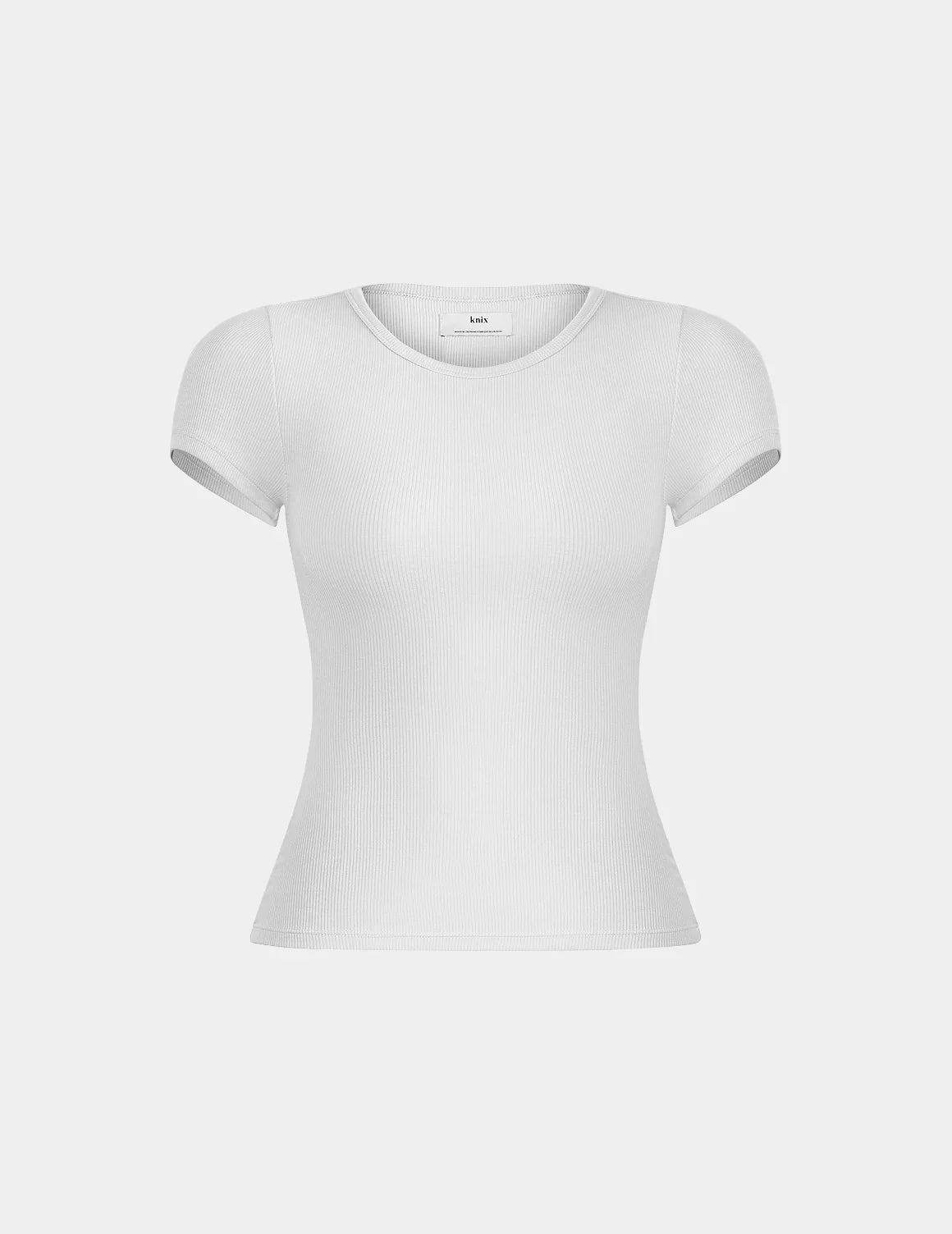 SculptRib™ Cotton T-Shirt shown front-facing against a light gray background – White – view 8 of 19