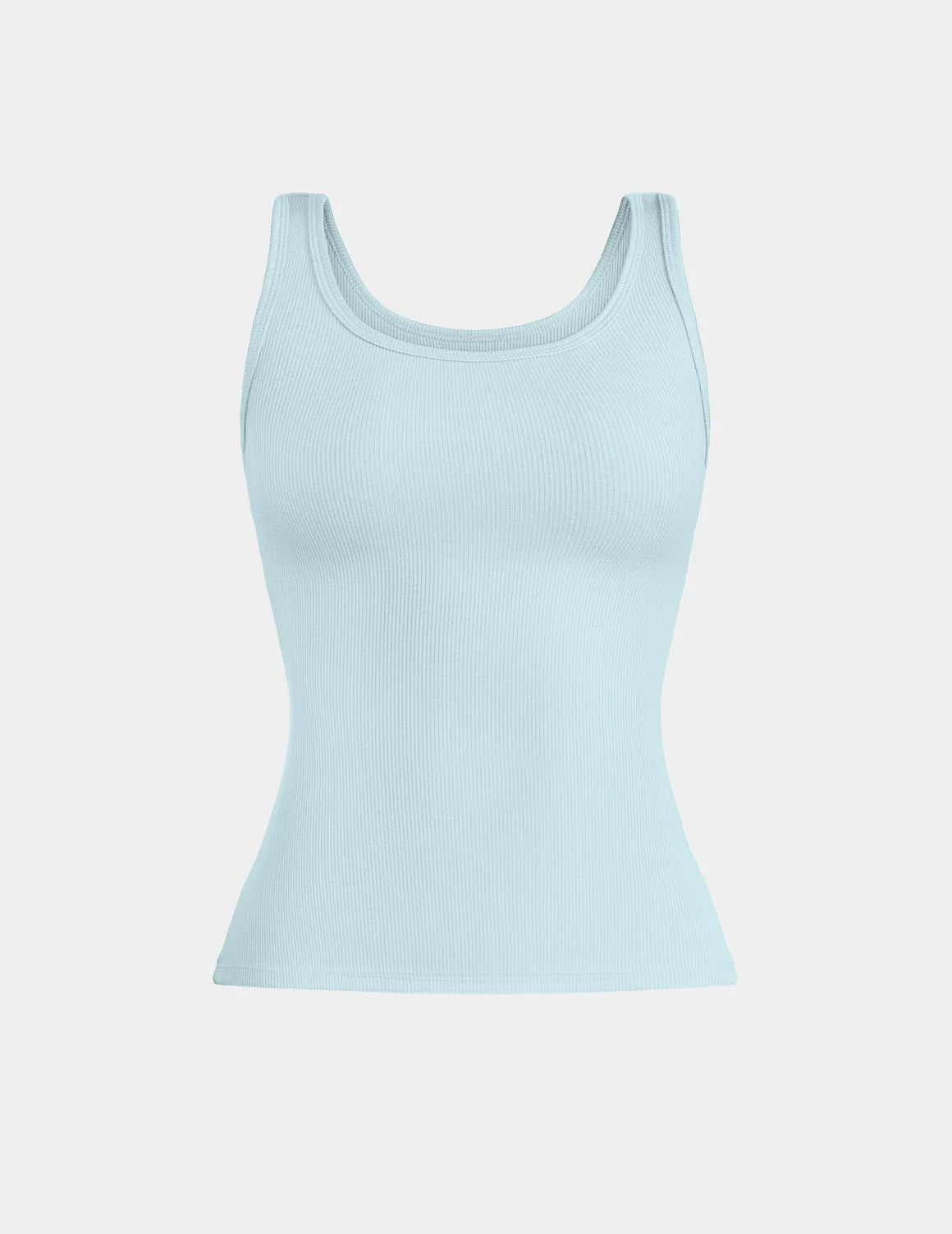 SculptRib™ Cotton Tank shown front-facing against a light gray background – Blue Light – view 7 of 44