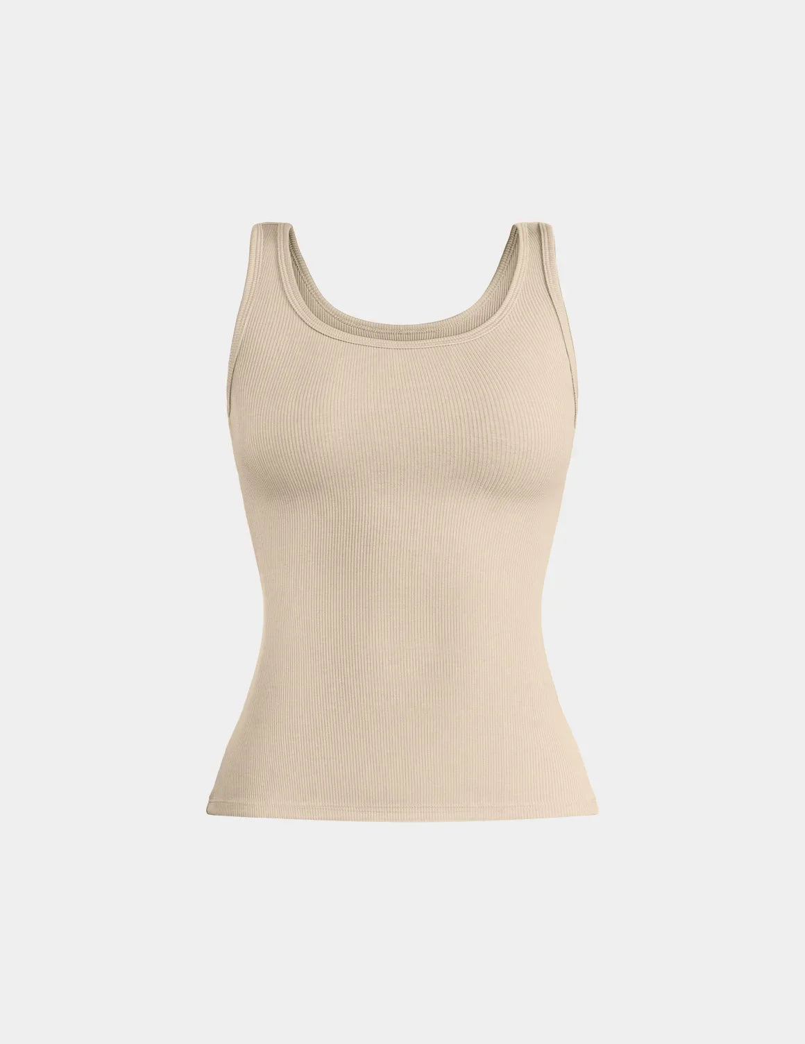 SculptRib™ Cotton Tank shown front-facing against a light gray background – Fawn – view 12 of 44