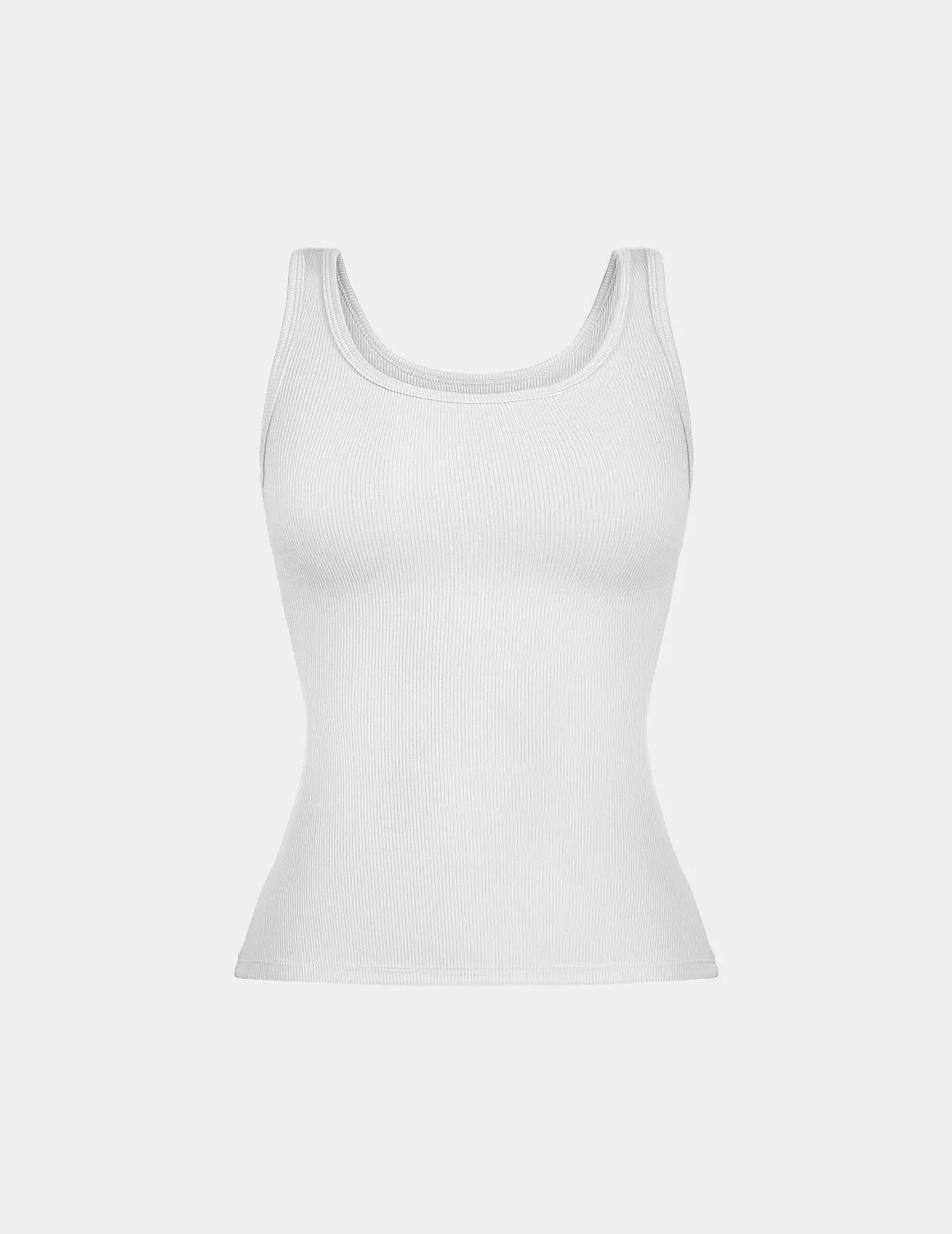 SculptRib™ Cotton Tank shown front-facing against a light gray background – White – view 8 of 44