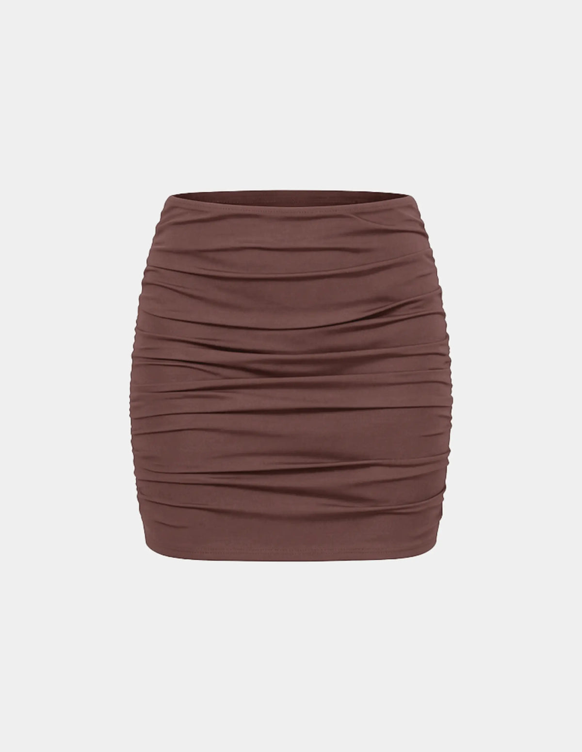 Sculpt Ruched Swim Skirt shown front-facing against a light gray background – Espresso – view 6 of 9