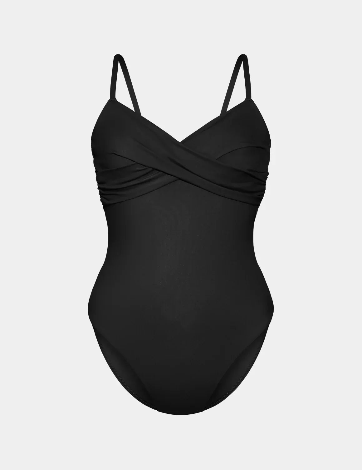 Sculpt Wrap One Piece Swimsuit shown front-facing against a light gray background – Black – view 3 of 9