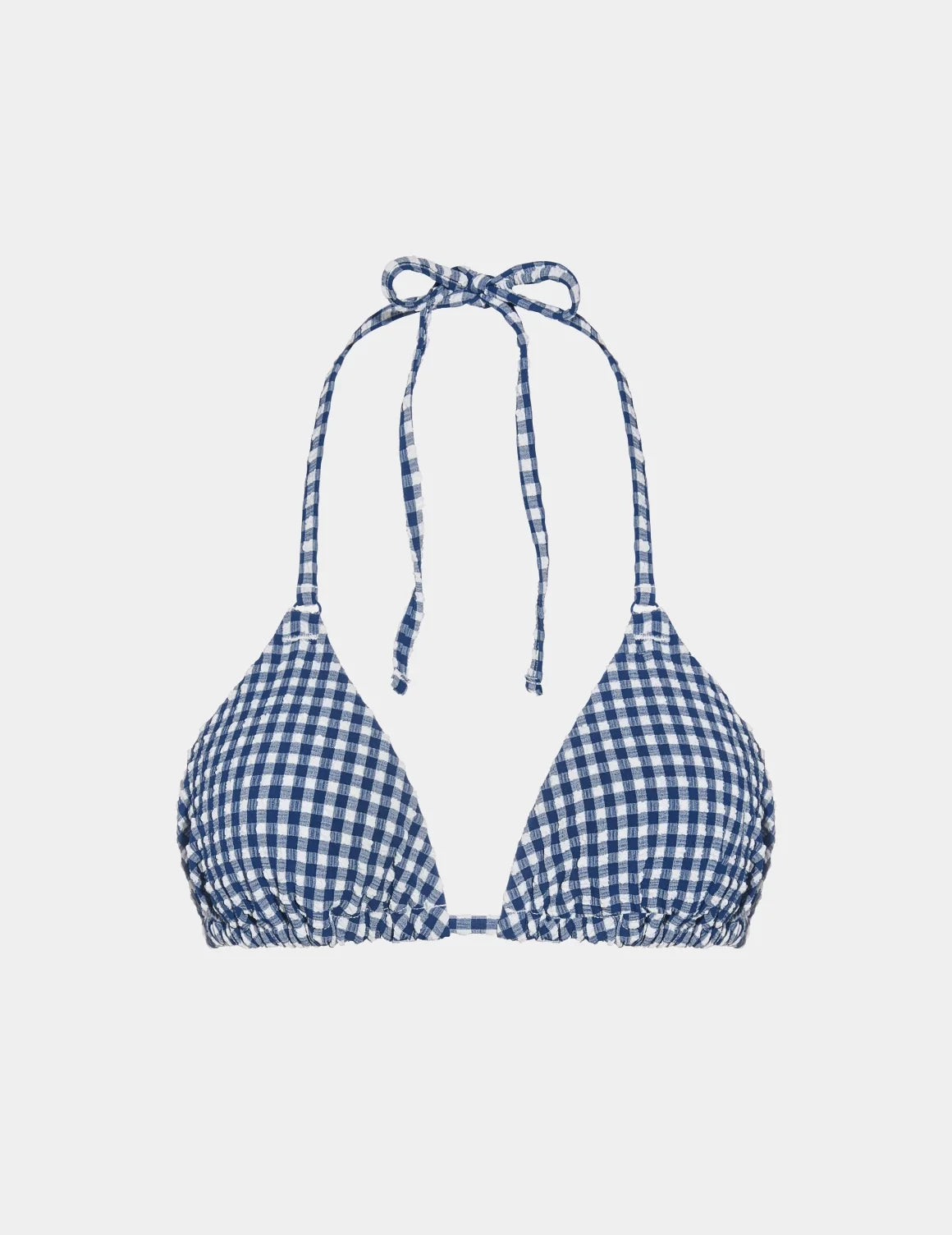 Seersucker Sculpt Triangle Bikini Top shown front-facing against a light gray background – Navy Seersucker – view 2 of 5