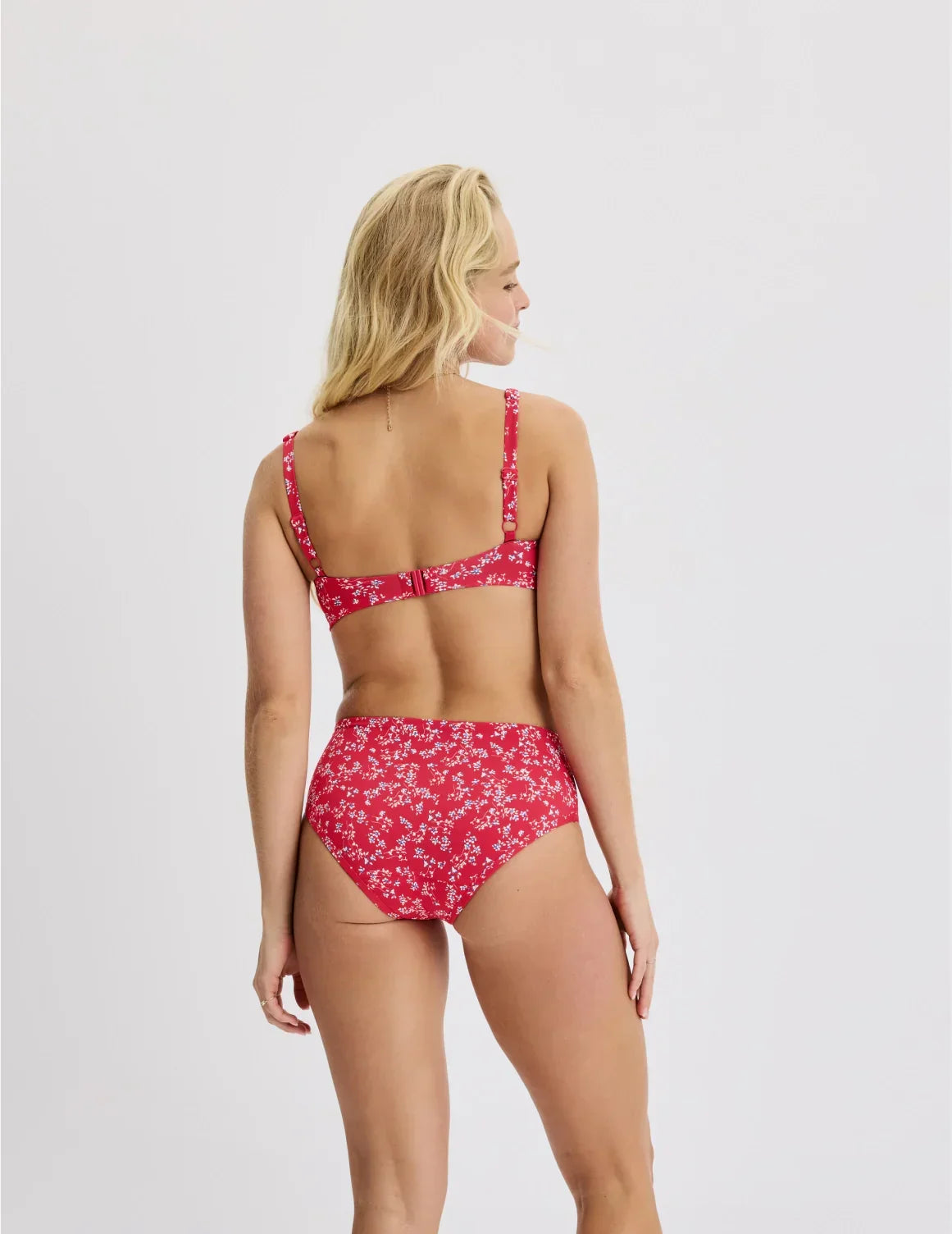 Back view of model wearing the Teen Square Neck Scoop Bikini Top highlighting the coverage and fit – Poppy Petal – view 8 of 28