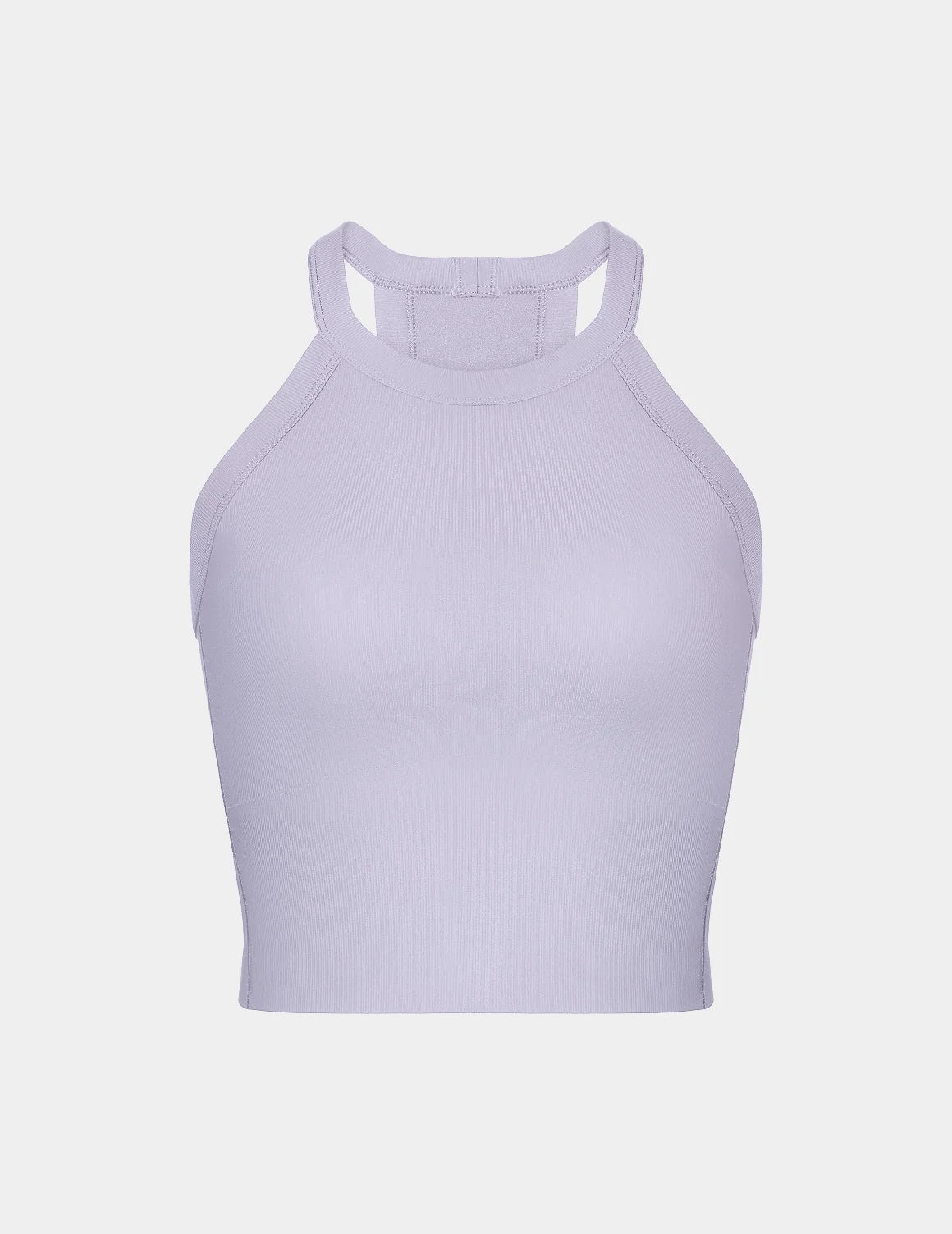 View of Studio Ribbed Bra Top shown front-facing against a light gray background – Purple Heather – view 7 of 19