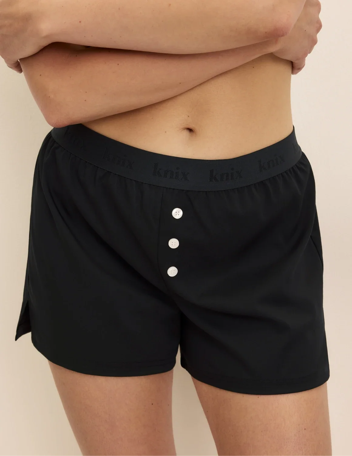 Front view of model wearing the Super Leakproof® Dream Boxer™ highlighting the coverage and fit – Black – view 1 of 63
