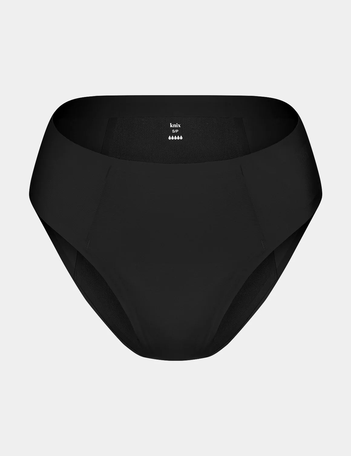 SuperPlus Leakproof® No-Show Bikini shown front-facing against a light gray background – Black – view 2 of 21
