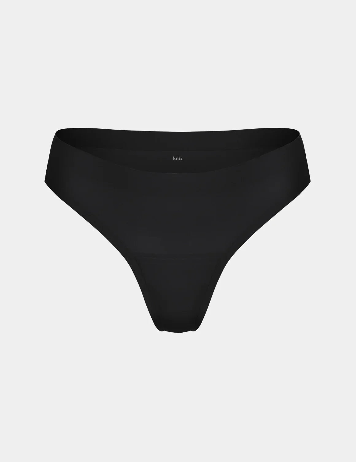 Light Leakproof No-Show Thong shown front-facing against a light gray background – Black – view 2 of 9